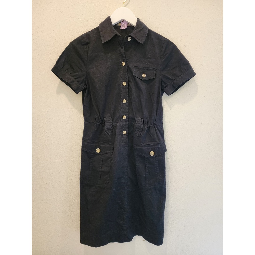 Outback Red Black Cotton Safari Shirt Dress Utility Button Front‎ Size 2